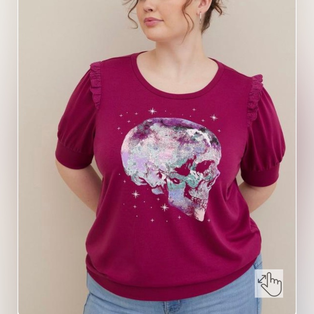 Graphic Classic French Terry Short Sleeve Lightweight Sweatshirt. Size Torrid 2